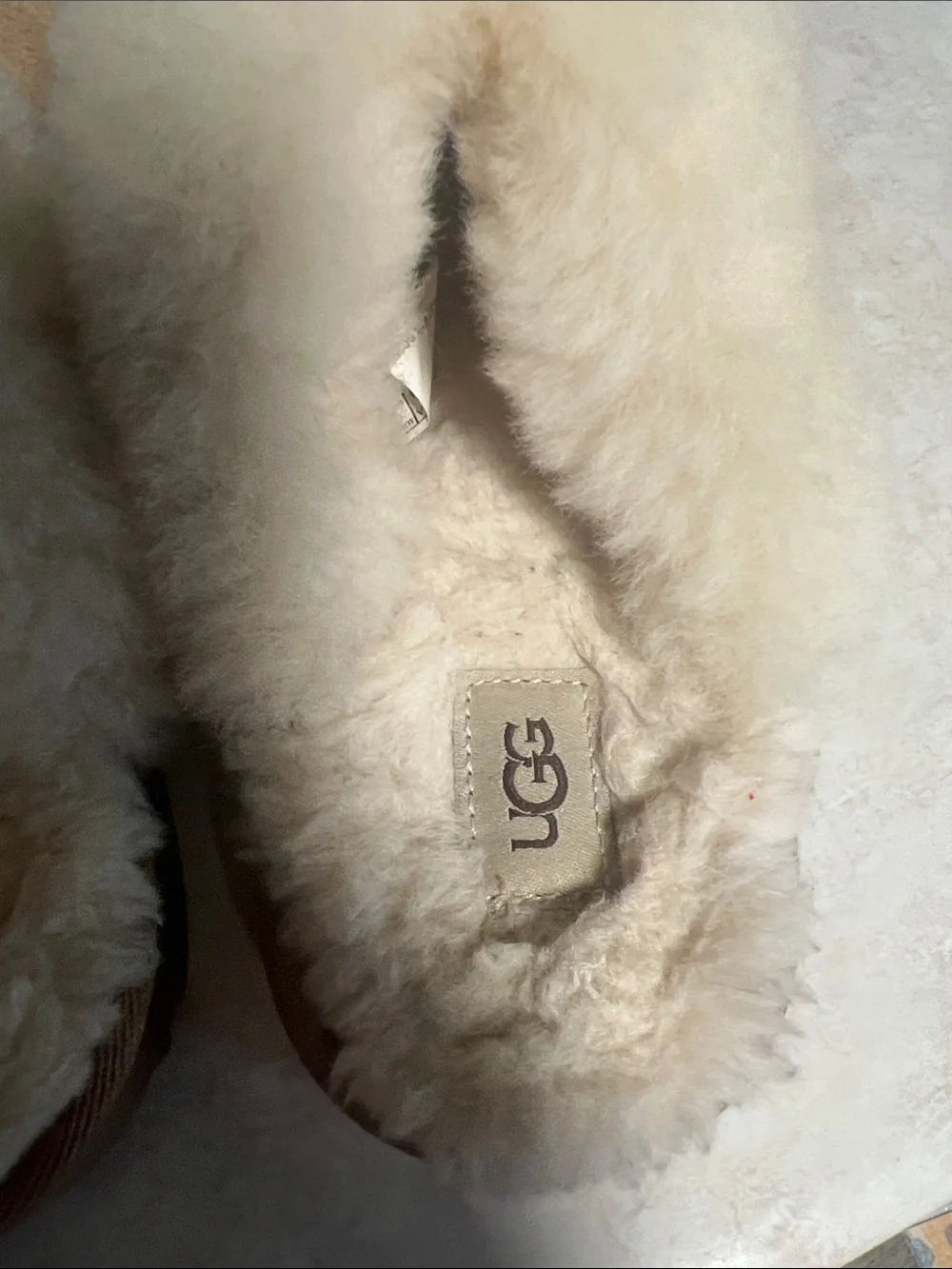 UGG Chestnut Suede Slip-On Clog with Cream Shearling Collar
